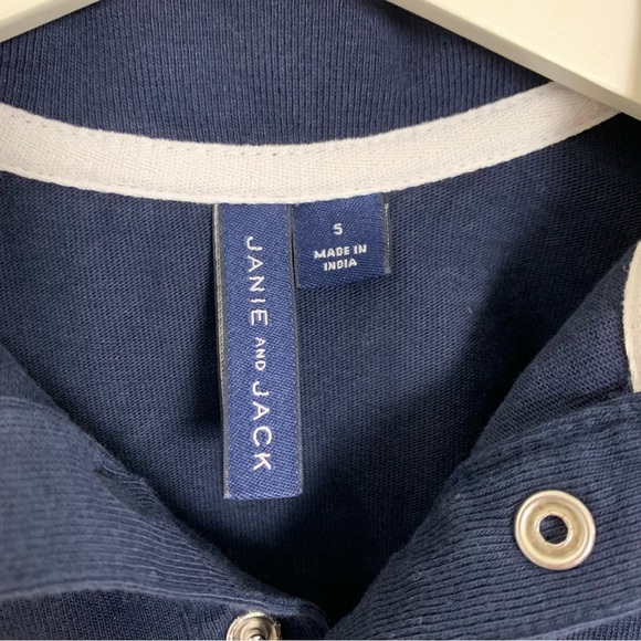 Janie And Jack Polo Rugby Stripe Long Sleeve Shirt Boys Size 5 Navy Blue - Picture 2 of 11